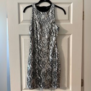 Bebe Silver Sequins Dress